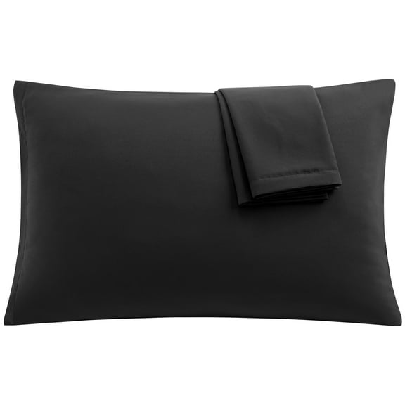 REGALWOVEN Set of 2 Microfiber Pillowcases with Zipper Black Queen(20"x30")