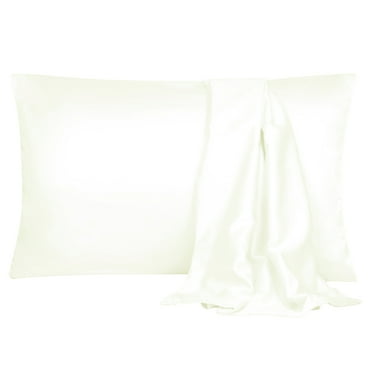 REGALWOVEN Set of 2 Satin Pillowcases Silky Pillow Covers for Bedding Pearl White Queen(20"x30")