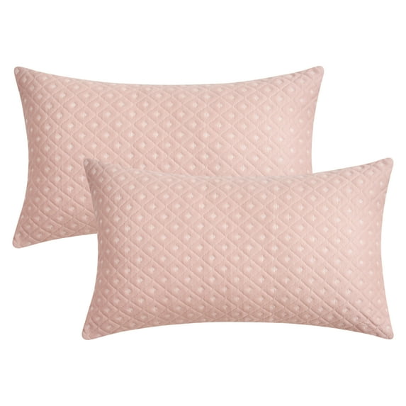 REGALWOVEN Set of 2 Throw Pillow Covers Decorative Soft Modern Geometric Couch Cushion Cases for Living Room Sofa Decor Pink 12" x 20"