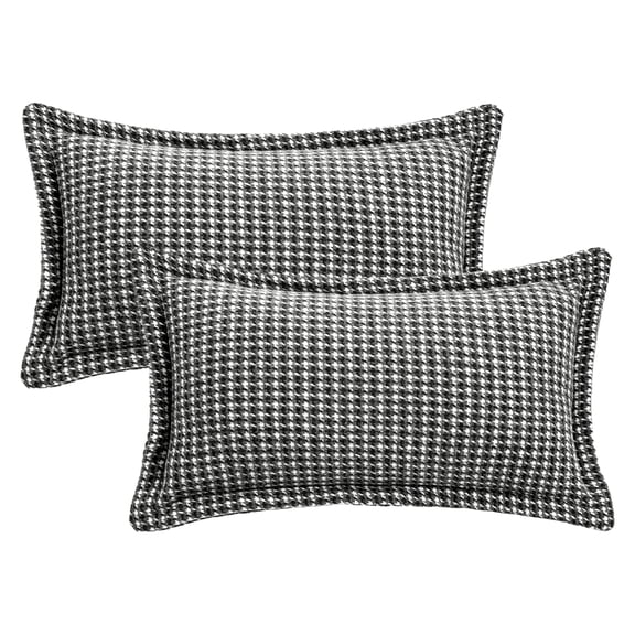 REGALWOVEN Set of 2 Throw Pillow Covers Houndstooth Decorative Cushion Cover Black 20" x 12"
