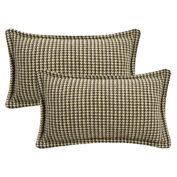 REGALWOVEN Set of 2 Throw Pillow Covers Houndstooth Decorative Cushion Cover Green 20" x 12"