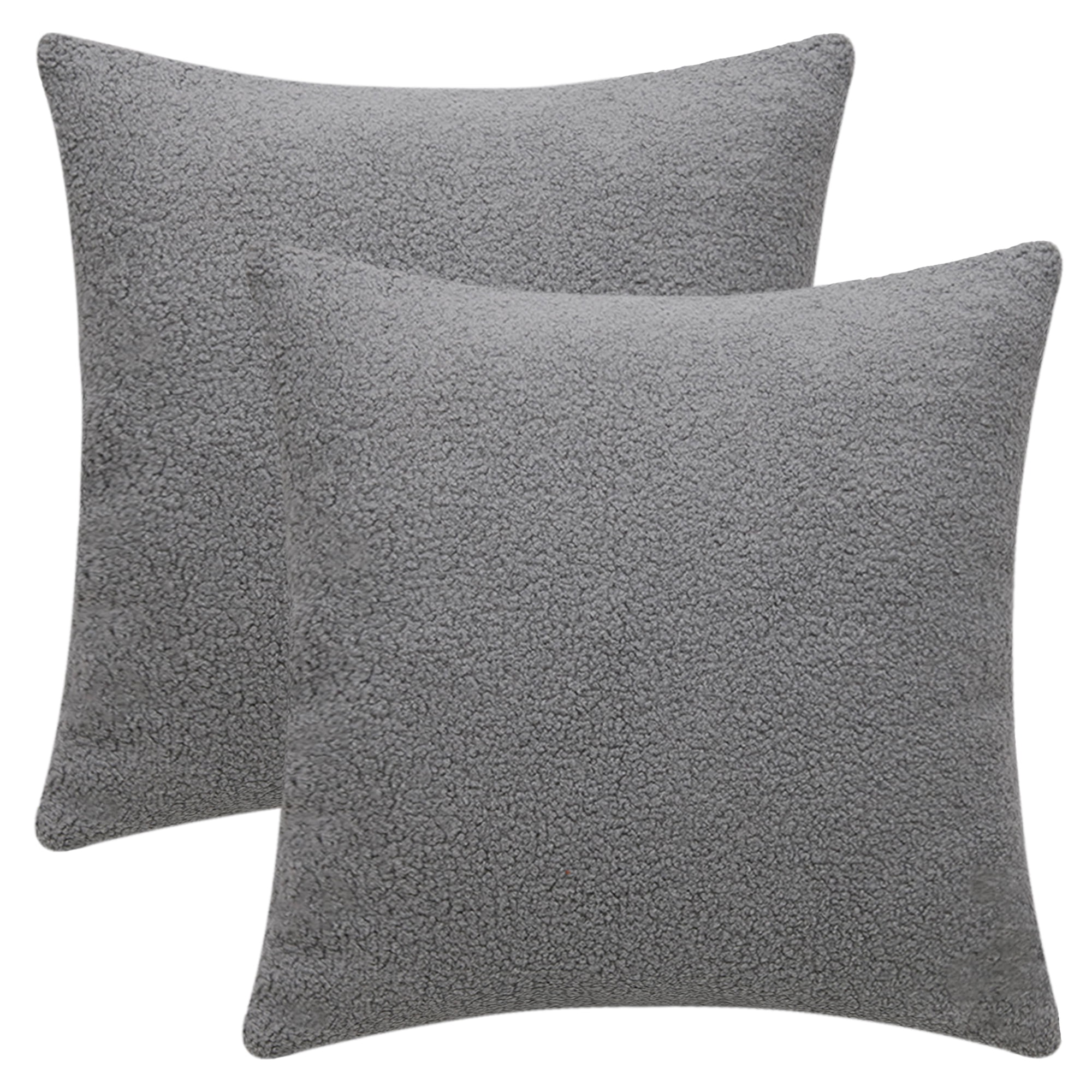 REGALWOVEN Set of 2 Throw Pillow Covers Solid Soft Cushion Pillow Covers for Sofa Living Room Grey 18" x 18"