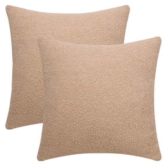REGALWOVEN Set of 2 Throw Pillow Covers Solid Soft Cushion Pillow Covers for Sofa Living Room Light Brown 18" x 18"
