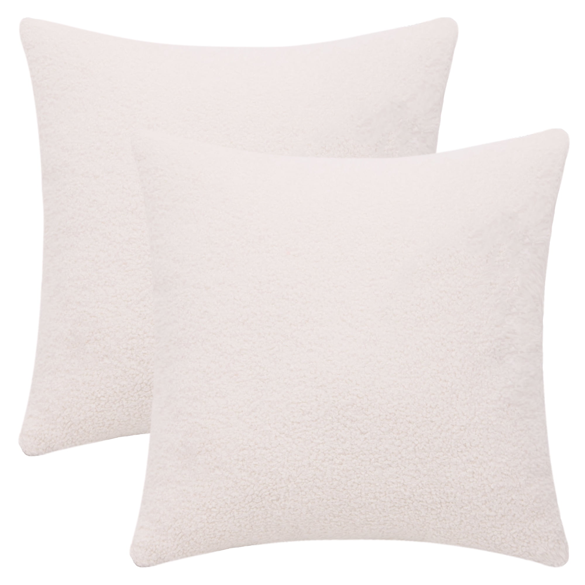 REGALWOVEN Set of 2 Throw Pillow Covers Solid Soft Cushion Pillow Covers for Sofa Living Room White 18" x 18"