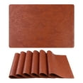 thumbnail image 1 of REGALWOVEN Set of 6 Faux Leather Placemats for Kitchen Dining Table Decor, Washable Table Placemats Wipeable Table Mat Brown 18*12in, 1 of 7