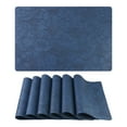 thumbnail image 1 of REGALWOVEN Set of 6 Faux Leather Placemats for Kitchen Dining Table Decor, Washable Table Placemats Wipeable Table Mat Dark Blue 18*12in, 1 of 7