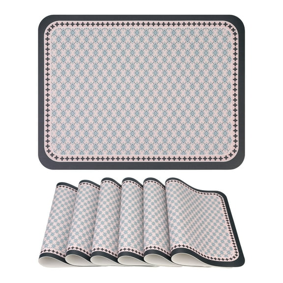 REGALWOVEN Set of 6 Leather Placemats for Kitchen Dining Table Decor and Protection Black 15.7*11.8inch