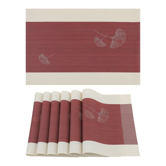 REGALWOVEN Set of 6 Placemats for Kitchen Dining Table Decor Washable Heat Resistant Table Placemats Wipeable Table Mat Red 18*12in