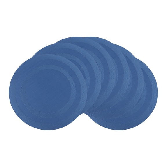 REGALWOVEN Set of 6 Round Placemats for Kitchen Dining Table Decor Washable Heat Resistant Table Placemats Wipeable Table Mat Blue 15*15in