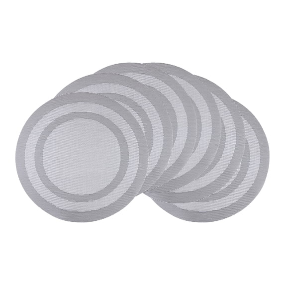 REGALWOVEN Set of 6 Round Placemats for Kitchen Dining Table Decor Washable Heat Resistant Table Placemats Wipeable Table Mat Gray 15*15in