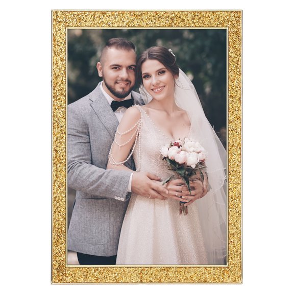 REGALWOVEN Shiny Picture Frames, Metal Photo Frame with Real Glass, Display for Wedding Gift Home Tabletop Decor Gold 3.5x5