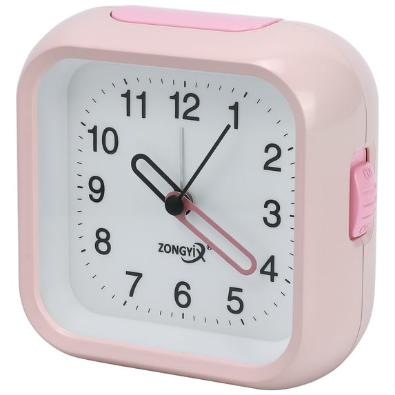 REGALWOVEN Silent Mechanical Alarm Clock, Non-Tick Movement, Macaron Colors, Snooze Function for Bedroom Pink 4.4"L x 1.9"W x 4.1"H