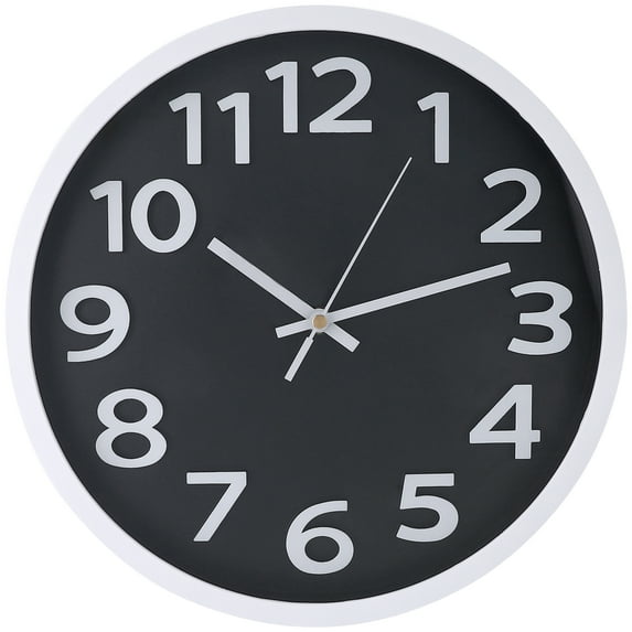 REGALWOVEN Silent Non-Ticking Modern Battery Operated Wall Clock for Kitchen and Living Room Black-1 12 Inch