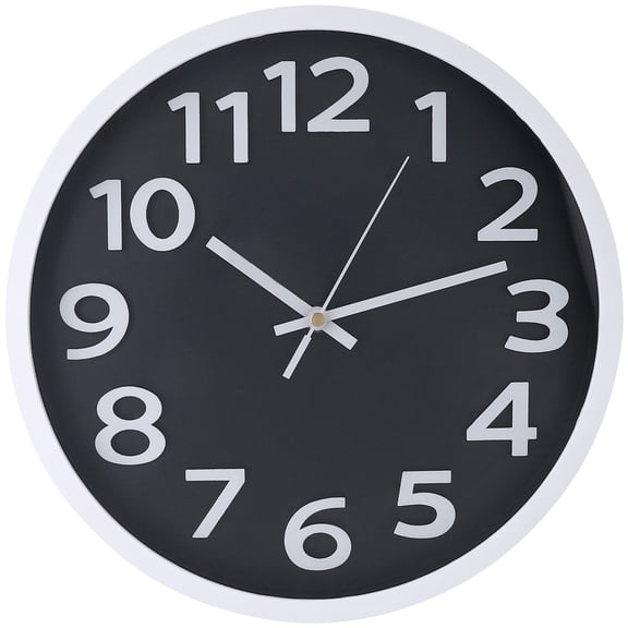 REGALWOVEN Silent Non-Ticking Modern Battery Operated Wall Clock for Kitchen and Living Room Black-1 12 Inch