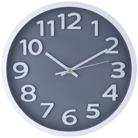 REGALWOVEN Silent Non-Ticking Modern Battery Operated Wall Clock for Kitchen and Living Room Grey 12 Inch