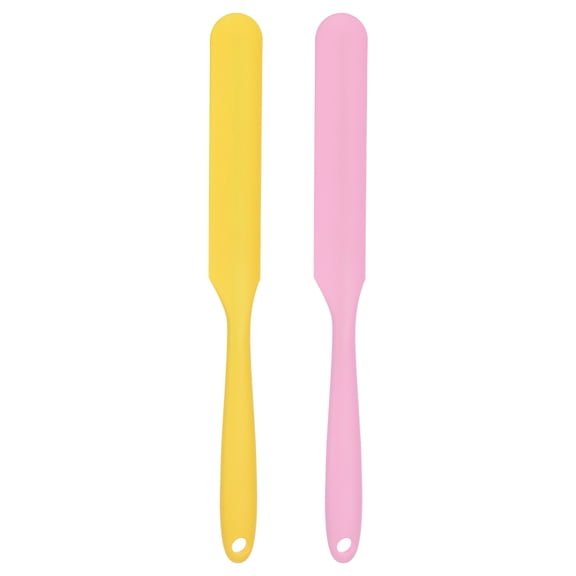 REGALWOVEN Silicone Spatula Scraper Reusable Non-Stick Flexible Spatulas for Epoxy Resin Liquid Paint Pink/ Yellow