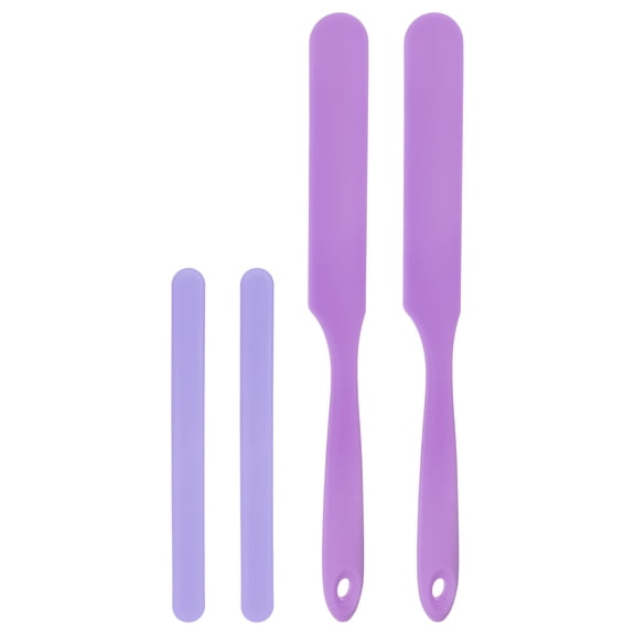 REGALWOVEN Silicone Stir Sticks Kit, Reusable 2Pcs Stirring Sticks with 2Pcs Spatula Scraper Purple