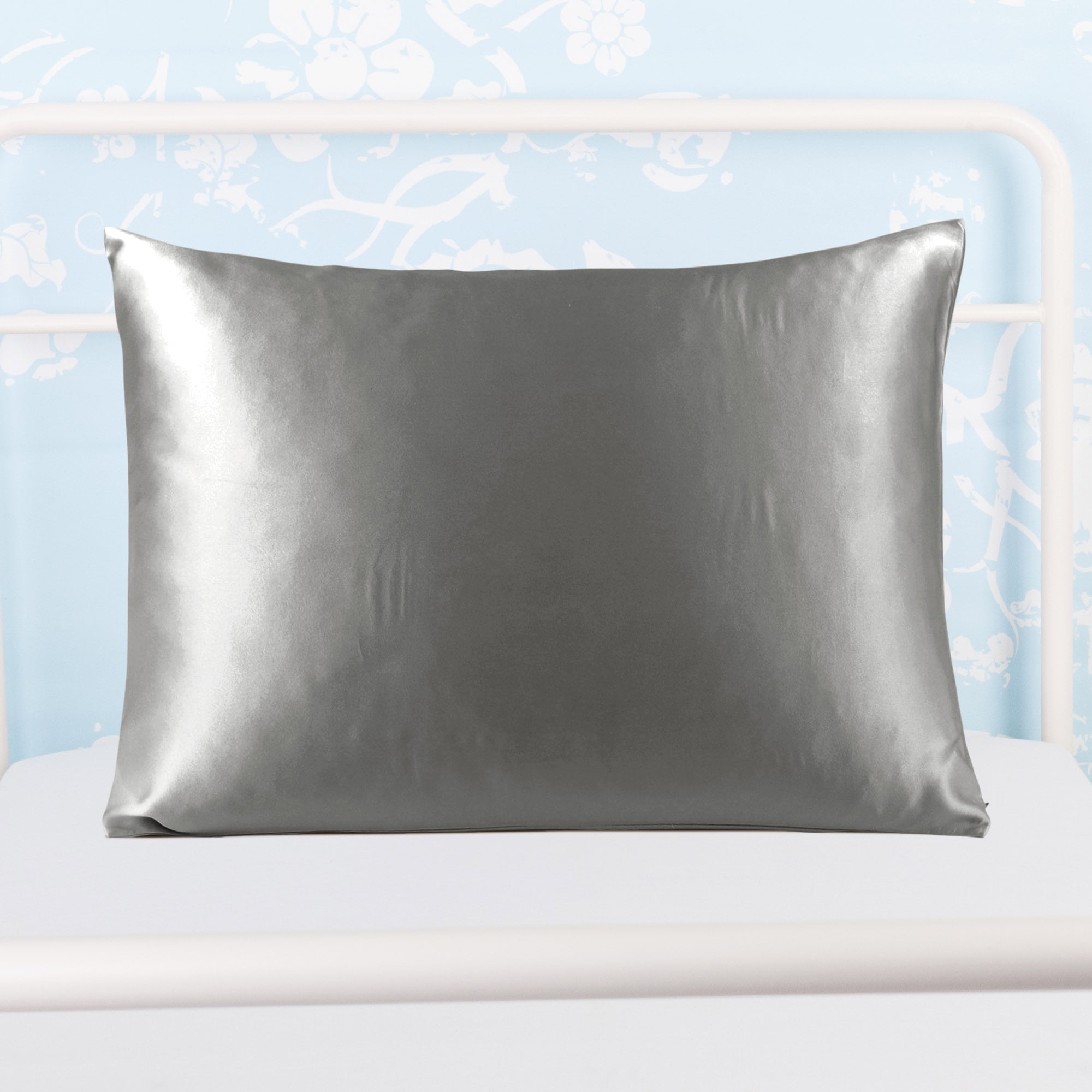 REGALWOVEN Silk Pillowcase Travel Silk Pillow Cover for Hair and Skin with Zipper Closure, Gray 14" x 20"