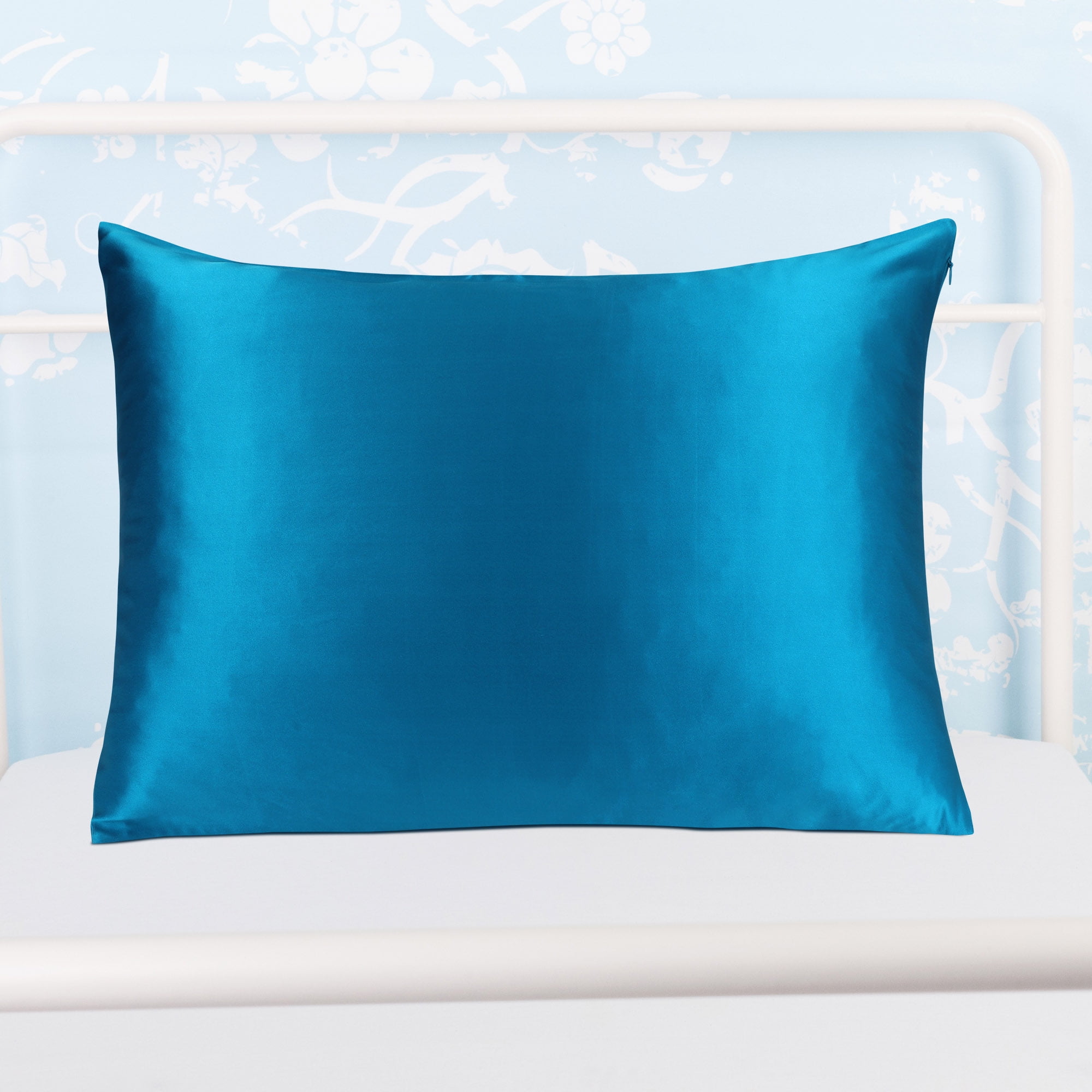 REGALWOVEN Silk Pillowcase Travel Silk Pillow Cover for Hair and Skin with Zipper Closure, Peacock Blue 14" x 20"