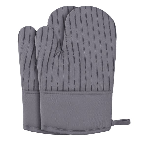 REGALWOVEN Sillcone and Cotton Oven Mitts, Heat-Resistant Cooking Gloves, Gripping for Baking, Grilling, Kitchen Mitts Set of 2 Gray 12.6x7.1inch