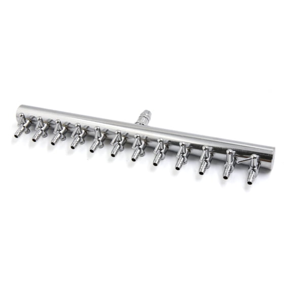 REGALWOVEN Silver Tone Stainless Steel 12 Ways Air Flow Splitter Lever Control Valve for Aquarium
