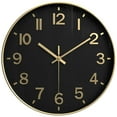 thumbnail image 1 of REGALWOVEN Simple Wall Clock, Big Arabic Numerals, Silent Non-Ticking Modern Battery Operated, Classic Decorative for Home Black and Gold 12 x 12 x 1.6 Inch, 1 of 6