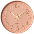 thumbnail image 1 of REGALWOVEN Simple Wall Clock, Big Number, Silent Non-Ticking Modern Battery Operated, Classic Analog Clocks Decorative for Home Pink 12 x 12 x 1.8 Inch, 1 of 6