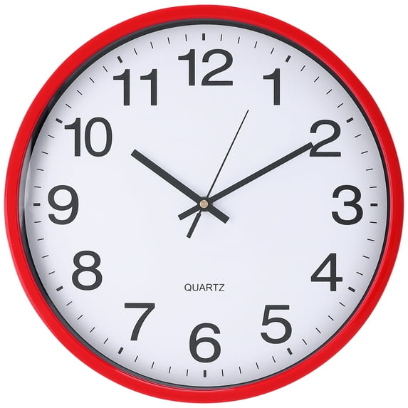 REGALWOVEN Simple Wall Clock, Big Number, Silent Non-Ticking Modern Battery Operated Clocks, for Office, Home, Bedroom Red 14 x 14 x 1.8 Inch