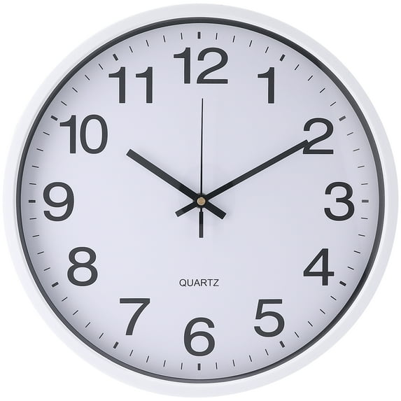 REGALWOVEN Simple Wall Clock, Big Number, Silent Non-Ticking Modern Battery Operated Clocks, for Office, Home, Bedroom White 14 x 14 x 1.8 Inch
