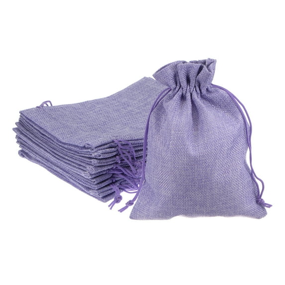 REGALWOVEN Small Burlap Bags with Drawstrings, Gift Bag Jewelry Pouches Purple 5" x 7"