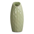 thumbnail image 1 of REGALWOVEN Small Ceramic Bud Modern Cylinder Vase, Matte Ribbed Decorative Flower Vase for Desktop, Shelf & Bathroom, Boho Green 2.4"L x 2.4"W x 5.1"H, 1 of 6
