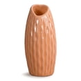 thumbnail image 1 of REGALWOVEN Small Ceramic Bud Modern Cylinder Vase, Matte Ribbed Decorative Flower Vase for Desktop, Shelf & Bathroom, Boho Orange 2.4"L x 2.4"W x 5.1"H, 1 of 6
