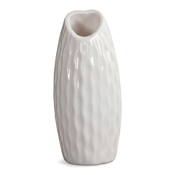 REGALWOVEN Small Ceramic Bud Modern Cylinder Vase, Matte Ribbed Decorative Flower Vase for Desktop, Shelf & Bathroom, Boho White 2.4"L x 2.4"W x 5.1"H