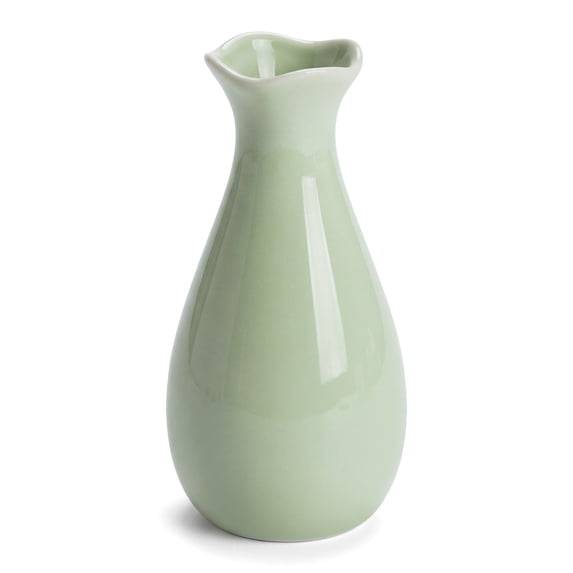 REGALWOVEN Small Ceramic Bud Modern Cylinder Vase, Matte Ribbed Decorative Flower Vase for Desktop & Bathroom, Home Decor Green 2.4"L x 2.4"W x 5.1"H