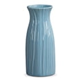 thumbnail image 1 of REGALWOVEN Small Ceramic Bud Vase Modern Cylinder Vase, Matte Ribbed Decorative Flower Vase for Desktop, Boho Home Decor Blue 2.4"L x 2.4"W x 5.1"H, 1 of 6