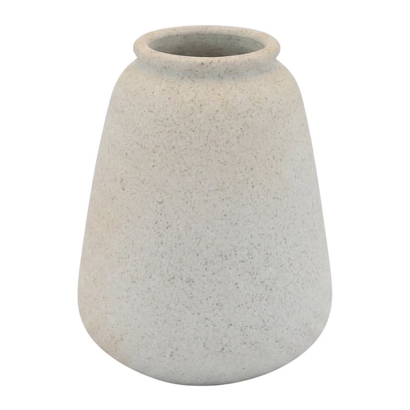 REGALWOVEN Small Ceramic Bud Vase - Modern Matte Mini Flower Vase, Minimalist Ribbed Decorative Vase for Shelf, Bathroom Vanity Beige 2.4"L x 2.4"W x 3.1"H