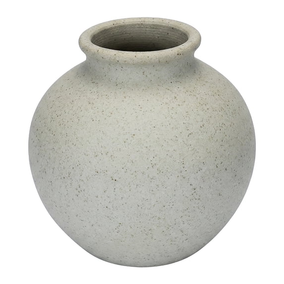 REGALWOVEN Small Ceramic Bud Vase - Modern Matte Mini Flower Vase, Minimalist Ribbed Decorative Vase for Shelf, Bathroom Vanity Natural 2.6"L x 2.6"W x 2.6"H