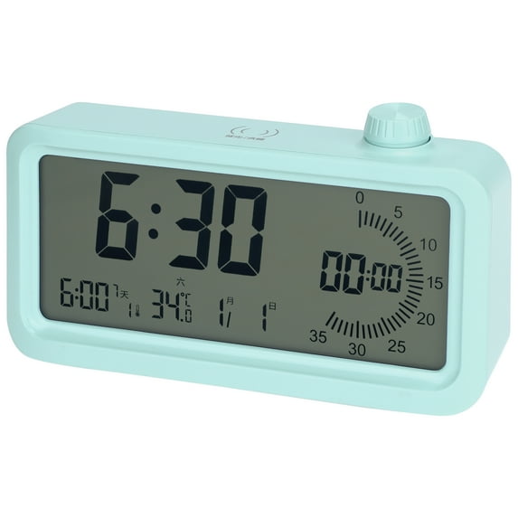 REGALWOVEN Small Digital Alarm Clock for Bedroom, Alarm Clocks with Big Numbers Display, Dimmable, Temperature, Snooze, 12/24H for Deep Sleepers Green