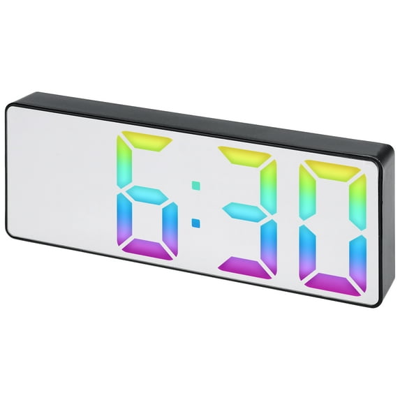 REGALWOVEN Small Digital Alarm Clock Bedroom LED Big Numbers Display, Temperature, Adjustable Dimmable 12/24 H Deep Sleepers 6.3 x 2.4 x 1 inch Black-1