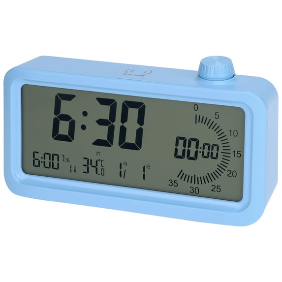REGALWOVEN Small Digital Alarm Clock for Bedroom, Alarm Clocks with Big Numbers Display, Dimmable, Temperature, Snooze, 12/24H for Deep Sleepers Blue