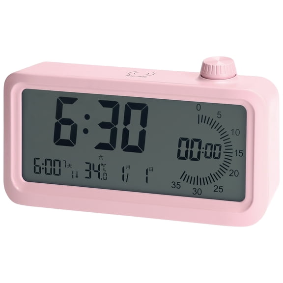 REGALWOVEN Small Digital Alarm Clock for Bedroom, Alarm Clocks with Big Numbers Display, Dimmable, Temperature, Snooze, 12/24H for Deep Sleepers Pink