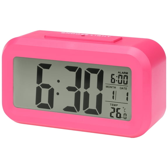 REGALWOVEN Small Digital Alarm Clock for Bedroom, Alarm Clocks with Big Numbers Display, Temperature, Snooze, 12/24H for Deep Sleepers Red