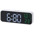 thumbnail image 1 of REGALWOVEN Small Dual Alarm Clock for Bedroom, Dimmable, DST, Snooze,12/24H, Alarms with Indoor Temperature, Decorate for Bedroom 6.7 x 2.4 x 1.2 inch White Green, 1 of 6