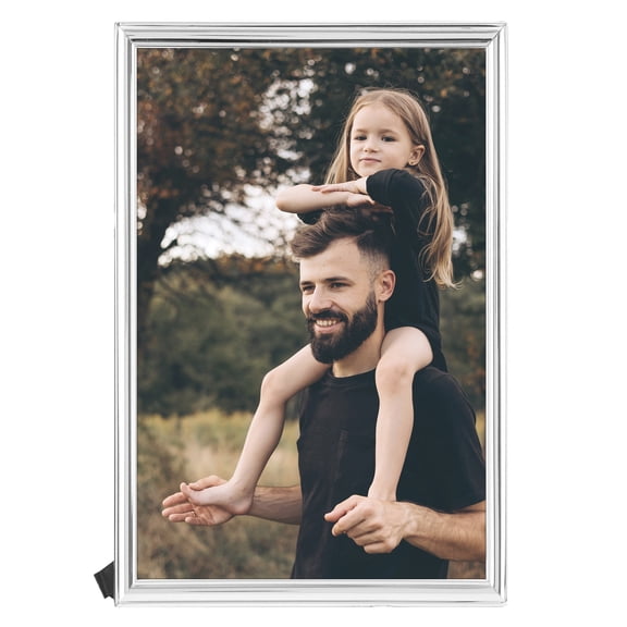 REGALWOVEN Smooth Metal Picture Frame Photo and Poster, Horizontal and Vertical Photo Formats Office Home Tabletop Silver 4x6