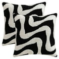 thumbnail image 1 of REGALWOVEN Snowflake Fleece Throw Pillow Cover with Wavy Pattern Cushion Case Modern Pillowcase for Sofa Couch Living Room Home Decor Black 16" x 16", 1 of 6
