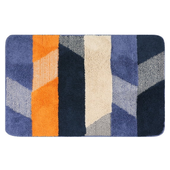 REGALWOVEN Soft Bath Mat, Non Slip Washable Absorbent Rug, Rubber Backing Quick Dry Microfiber Rugs for Shower Floor Blue 16" x 24"