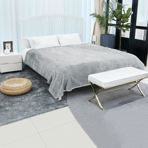 REGALWOVEN Soft Microfiber Plush Flannel Blanket Luxury Bed Blanket, Gray Queen (78"x90")