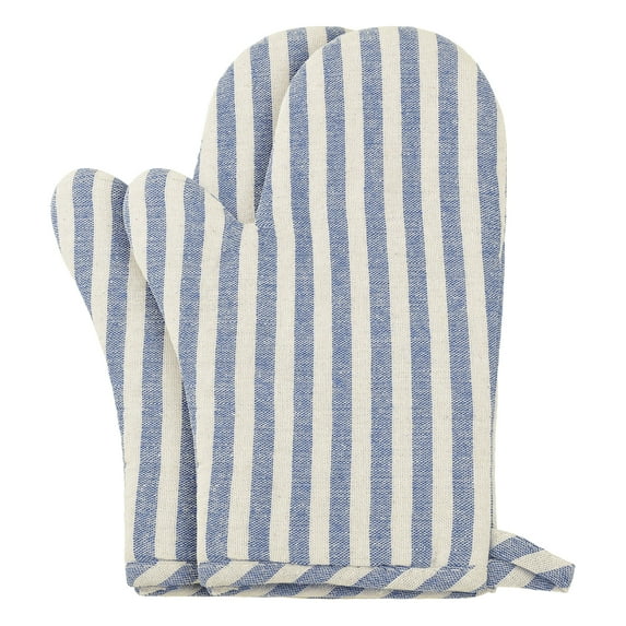 REGALWOVEN Soft Oven Mitts, Heat-Resistant Cooking Gloves, Thick Cotton Lining, Flexible Gripping for Baking, Kitchen Mitts 2Pcs Blue 10.6x6.7inch