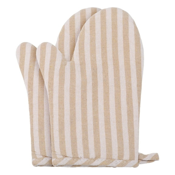 REGALWOVEN Soft Oven Mitts, Heat-Resistant Cooking Gloves, Thick Cotton Lining, Flexible Gripping for Baking, Kitchen Mitts 2Pcs Yellow 10.6x6.7inch