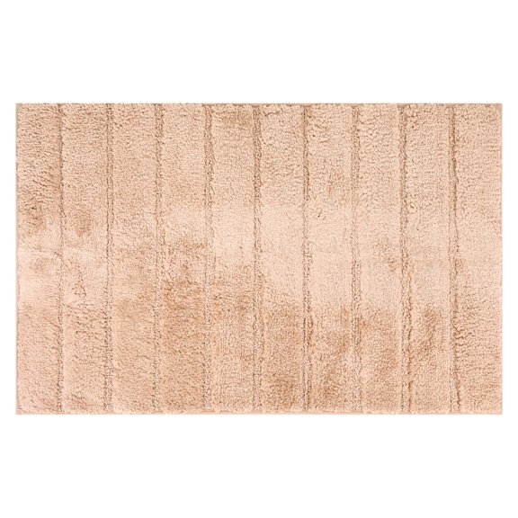 REGALWOVEN Soft Stripe Bathroom Rug with Rubber Backing Quick Dry Microfiber Khaki 20" x 32"